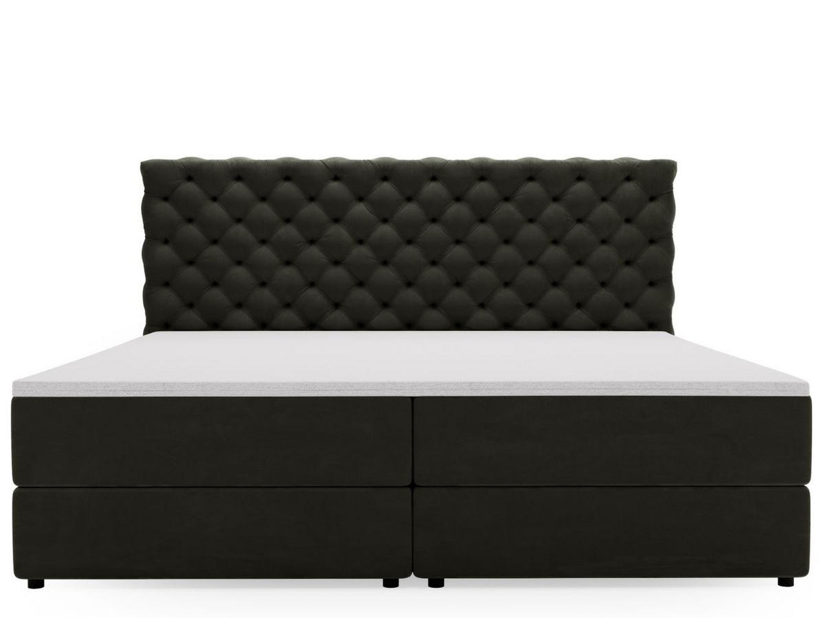 BOXBETT Bergamo 160x200 Dunkelgrau - Dunkelgrau/Schwarz, Holz/Textil (160/200cm) - Graingold