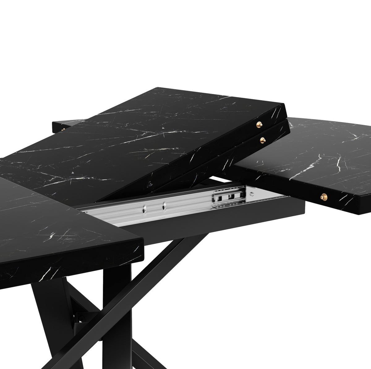 AUSZIEHTISCH 100 cm in schwarzer Marmoroptik - ausziehbar auf 140 cm - Schwarz, Holzwerkstoff (100/140/75.5cm) - BEAOK
