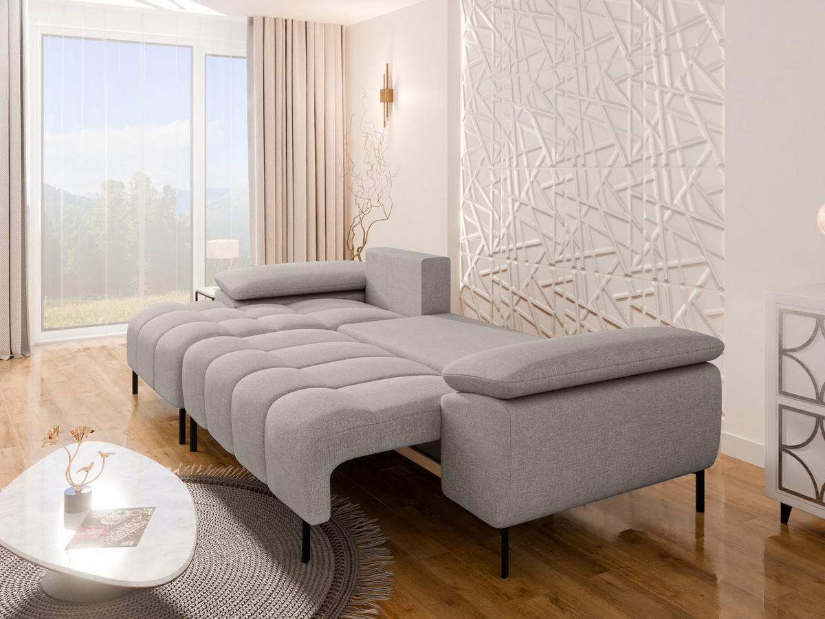 ECKSCHLAFSOFA 4-Sitzer DOLUS – Modernes Ecksofa mit Schlaffunktion Links montierbar , Hellgrau - Hellgrau, Holz (141/277cm) - Panda Möbel
