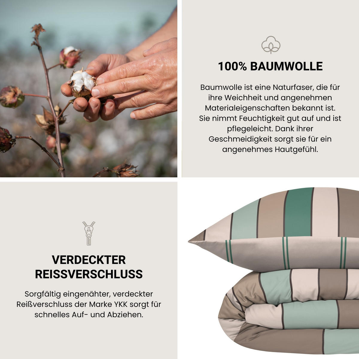 BETTWÄSCHESET Knut - Renforcé - 2-teilig - 135x200 cm - Mint - Mintgrün, Textil (135/200cm) - SCHIESSER