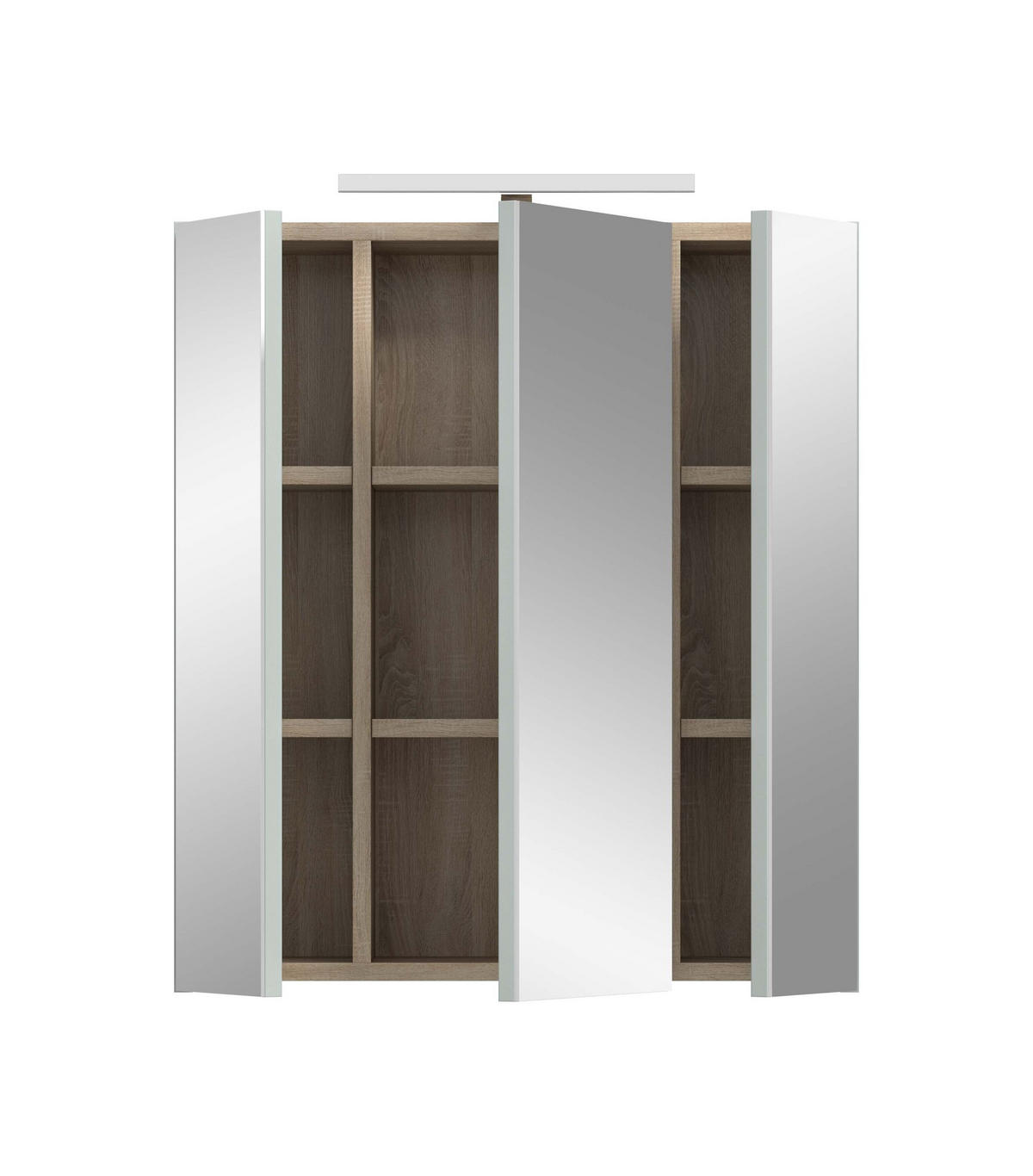 SPIEGELSCHRANK inkl. Beleuchtung STAR (B/H/T: ca. 60/68/19 cm) in Eiche hell/Spiegelglas - Eichefarben, Holzwerkstoff (60/68/19cm)