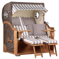 STRANDKORB Baltikum Teak 2,5 Sitzer - Braun/Grau, Holz/Metall (142/170/95cm) - Mr. Deko