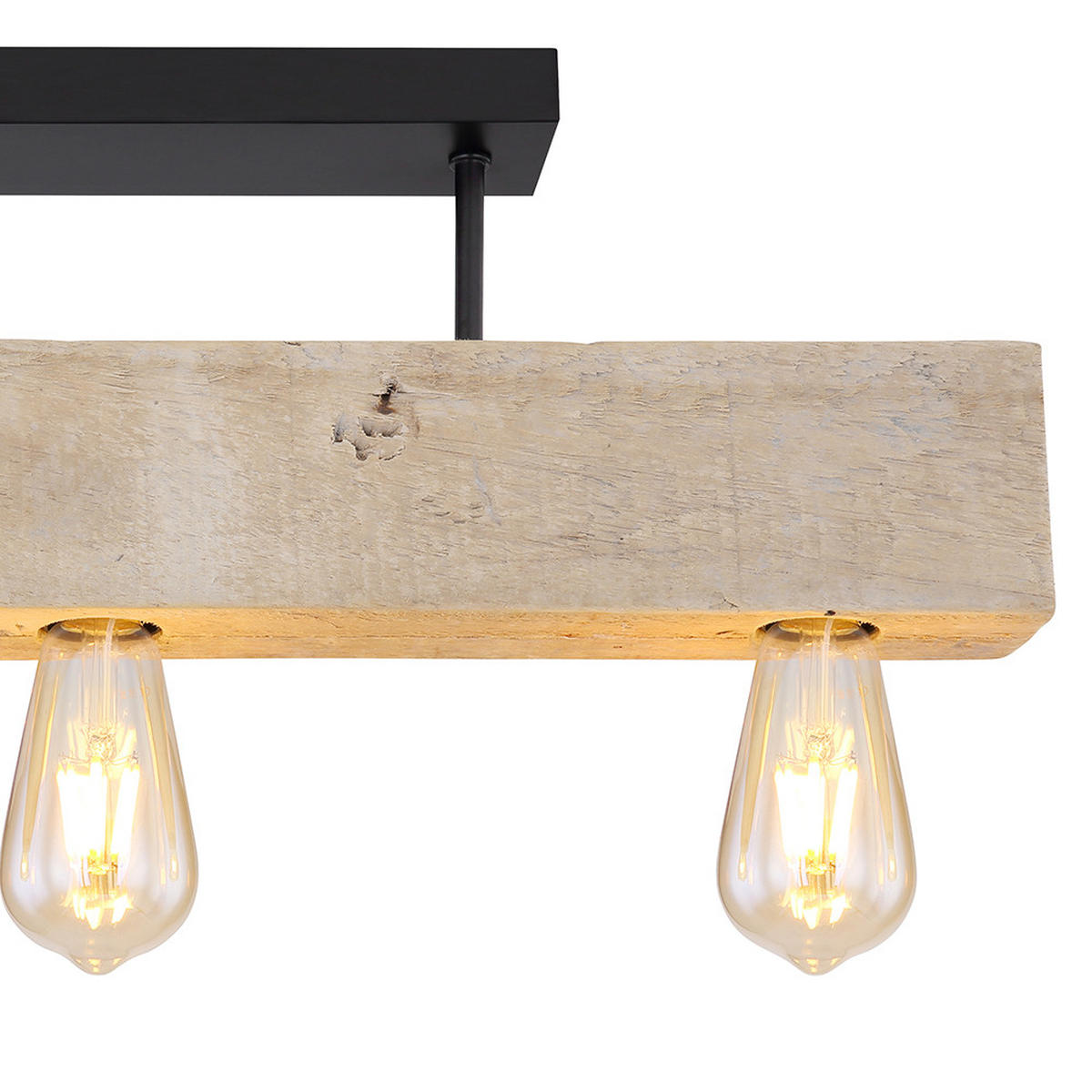 3 FLAMMIGE HÄNGELEUCHTE Metall Holz Braun - Braun, Holz (60/6/19cm) - Globo Lighting