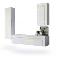 BADMÖBELSET Aloha Absetzungen in Creme Hochglanz - Creme, Holzwerkstoff (210/185/51cm) - Vladon