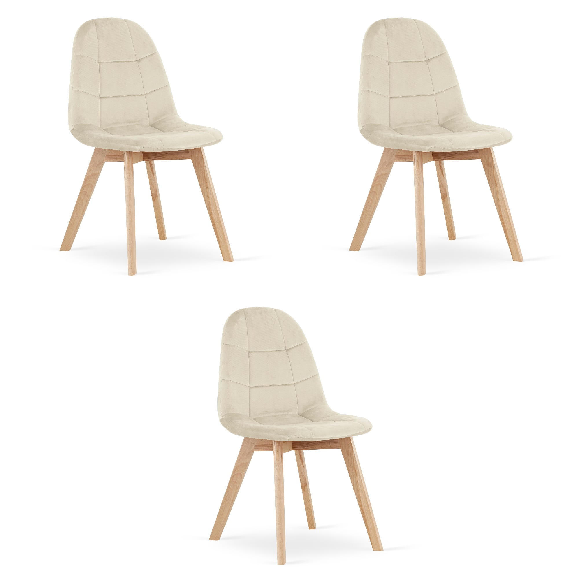 ESSZIMMERSTUHL 3-er Set NUUC beiger Sitz - Beige, Textil (44.5/81.5/54cm) - Valora