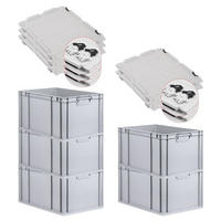 EUROBOX 5x Nextgen Economy Mit Scharnierdeckel Grau/Schwarz Griffe Geschlossen - Schwarz, Kunststoff (40/32/60cm) - PROREGAL