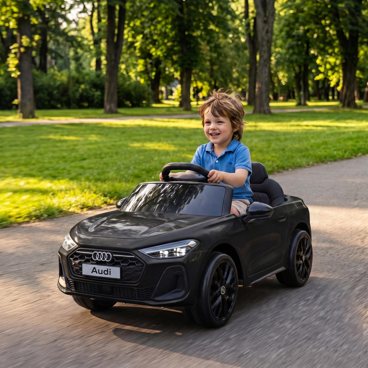 KINDER-ELEKTROAUTO Kunststoff Schwarz - Schwarz, Kunststoff (101/55/43cm) - AIYAPLAY
