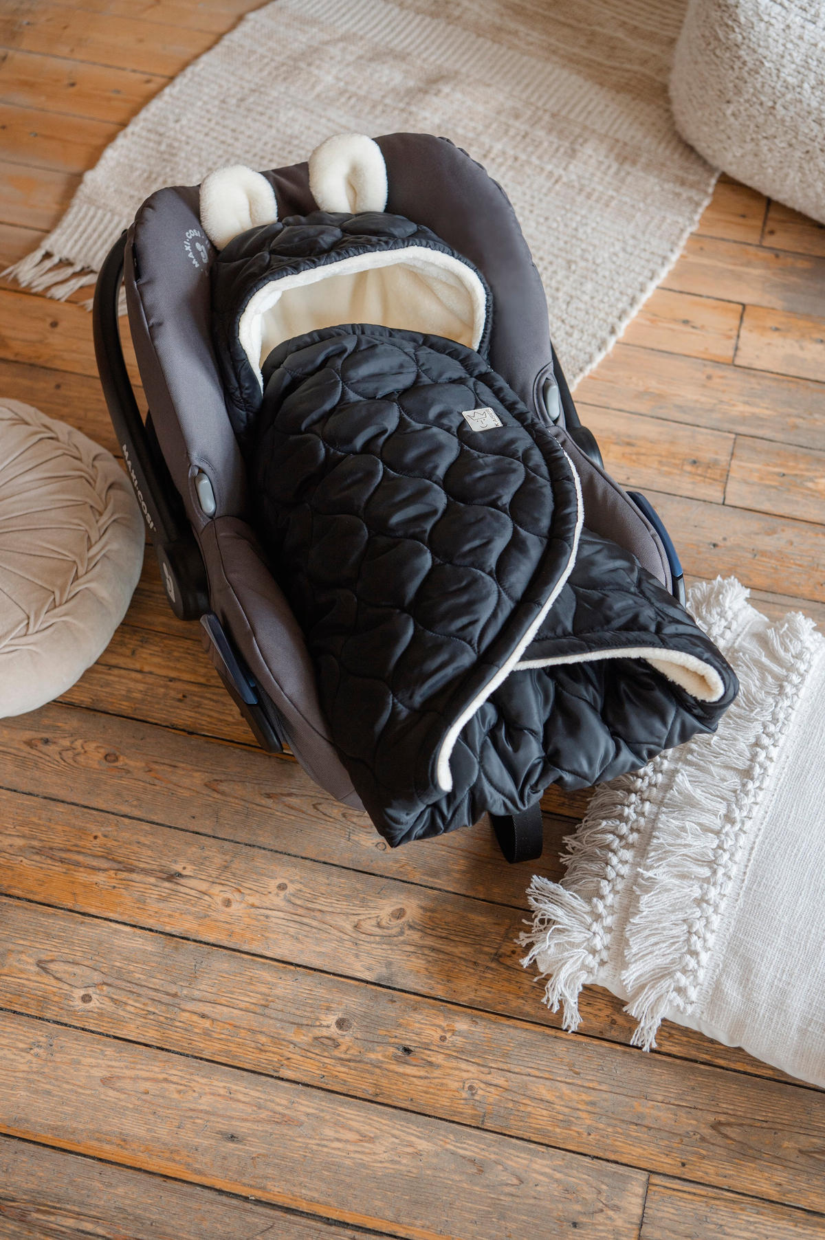 BABYSCHALENWRAP Recy Small, black/cream - Schwarz Hochglanz, Textil (32/7/77cm) - Kaiserbaby