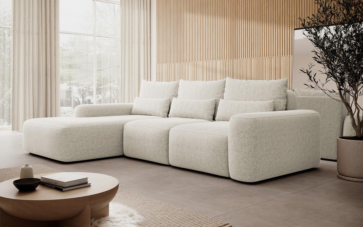 ECKSOFA Carnos Chenille-Bezug in Creme - Creme, Textil (264/162cm) - Selsey
