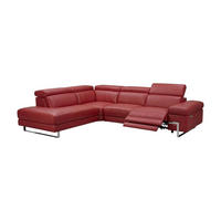 ECKSOFA Opera Echtleder mit 1 x Relaxfunktion Rot - Rot, Leder/Metall (218/269cm)