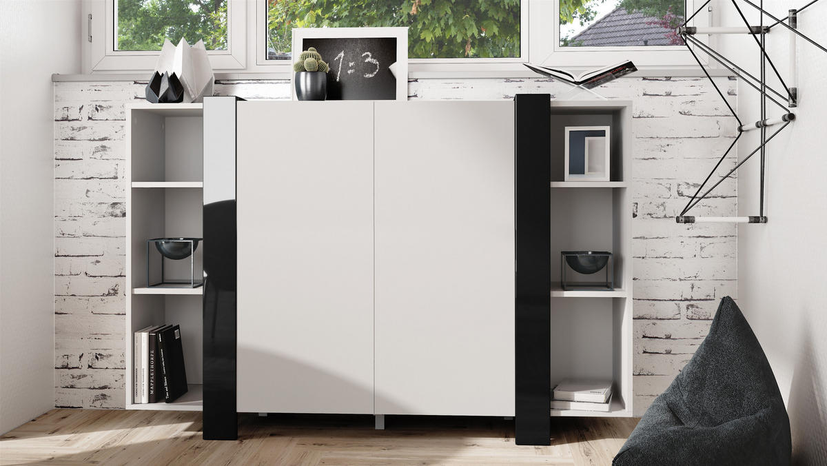 HIGHBOARD Ida Blenden in Schwarz Hochglanz - Schwarz Hochglanz, Holzwerkstoff (149/101/34cm) - Vladon