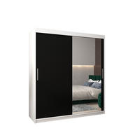 SCHWEBETÜRENSCHRANK 200/180/62 2-türig - Silberfarben/Schwarz, Holz/Kunststoff (180/200/62cm) - Abiks Möbel