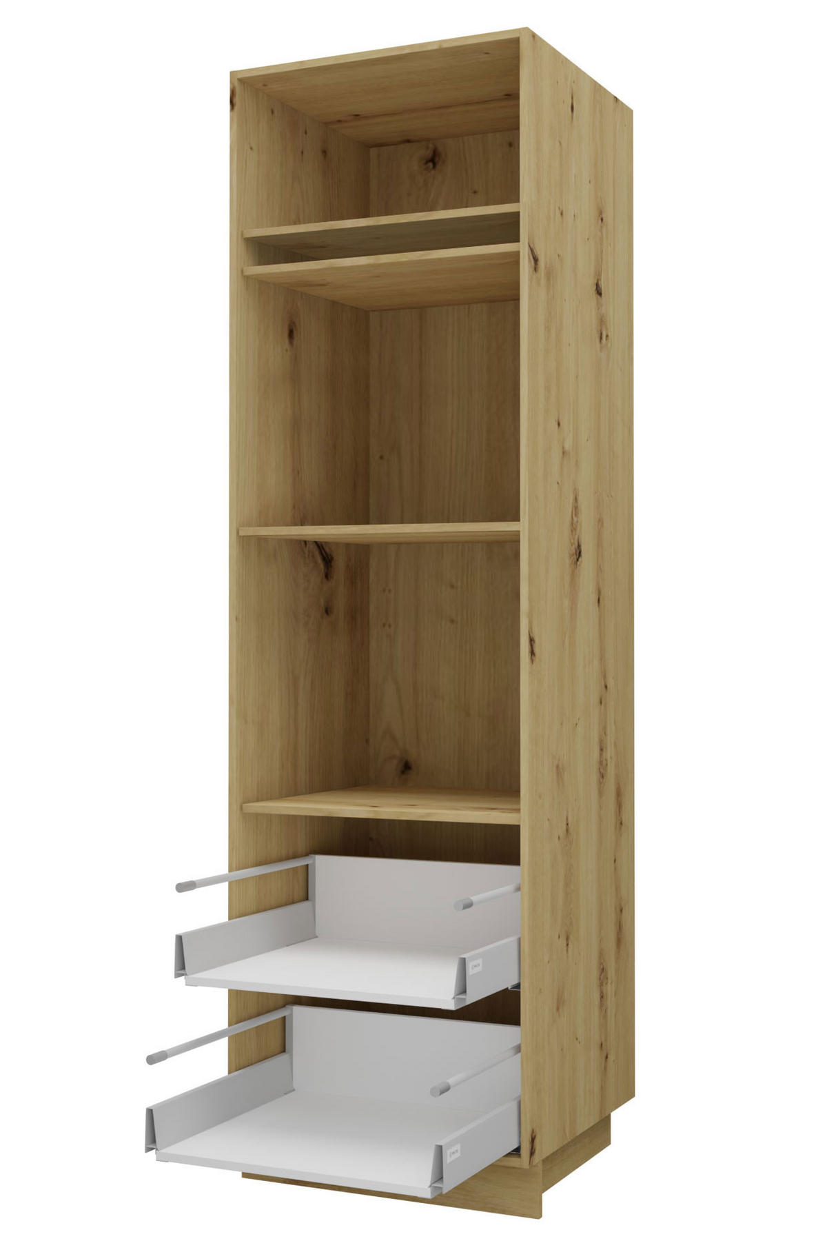 BACKOFENUMBAUSCHRANK Bari D14/RU/2 284 Eiche Artisan / RAL 4009 pastellviolett 60 / 59 / 207cm REJS Vollauszug - Violett/Eiche Artisan, Holz/Holzwerkstoff (60/207/59cm) - Feldmann-Wohnen