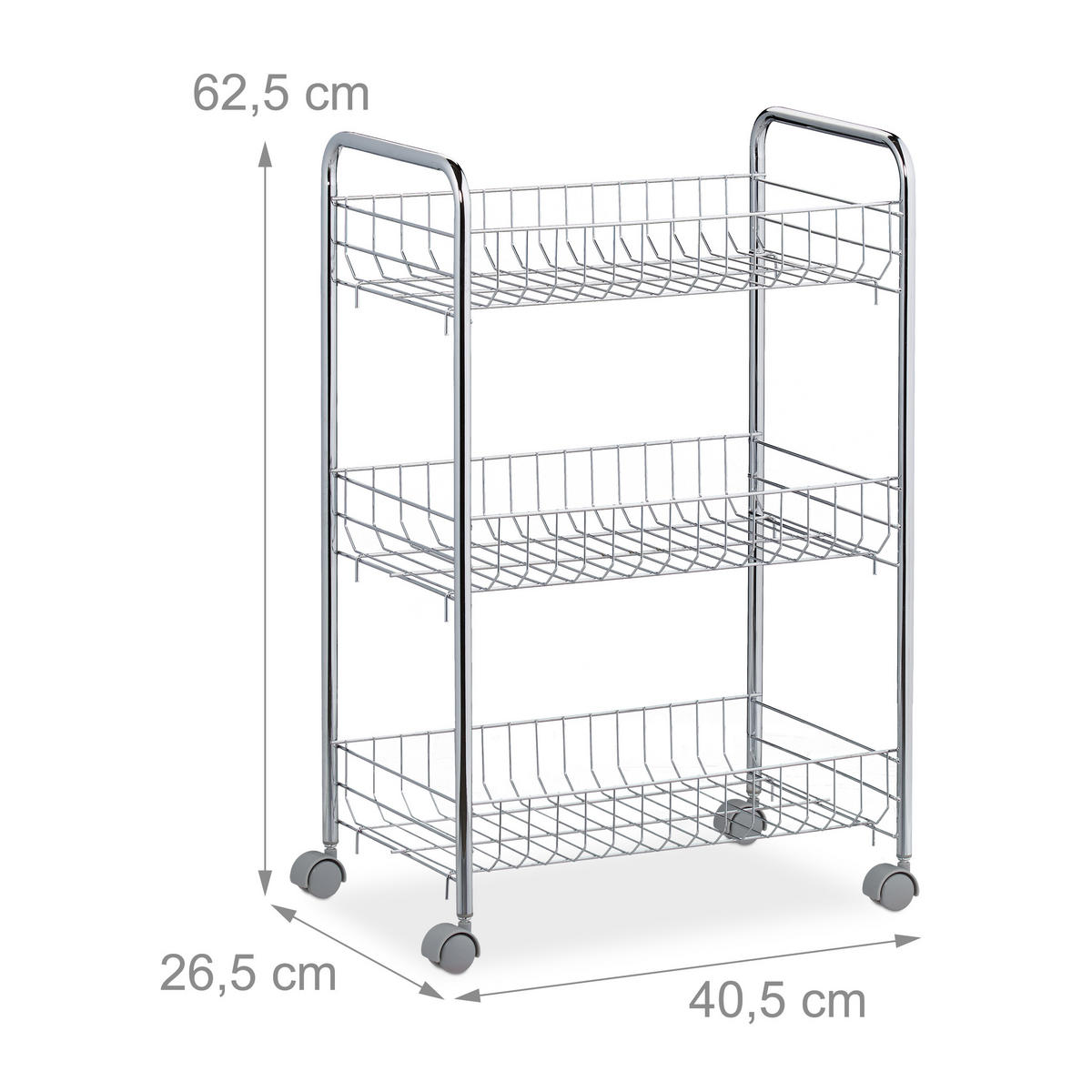 ROLLREGAL - Silberfarben, Kunststoff/Metall (40.5/62.5/26.5cm) - Relaxdays
