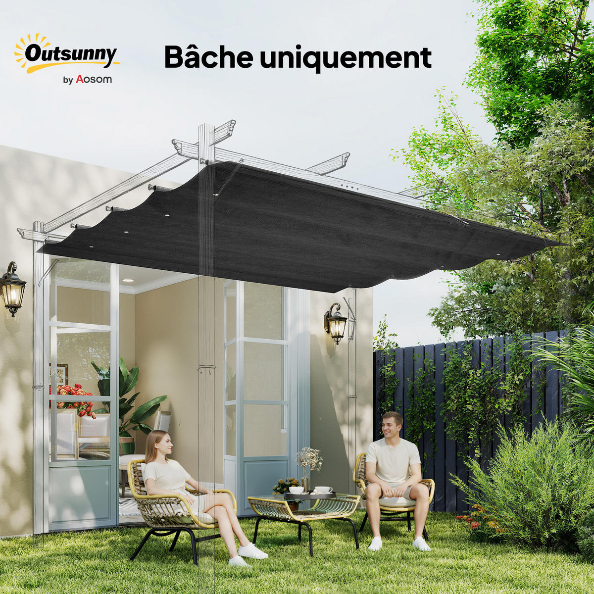 ERSATZDACH, 3x2 m für Pergola, UV-Schutz 30+ - Multicolor, Kunststoff (286/16/275cm) - FORIOUS