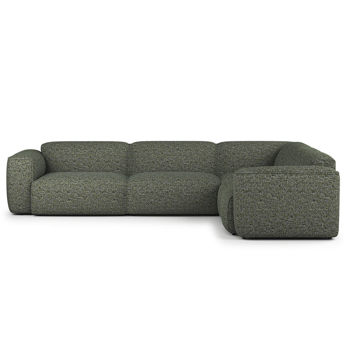 ECKSOFA mit Rundecke - Schwarz/Grün, Kunststoff/Textil (325/260cm) - home24