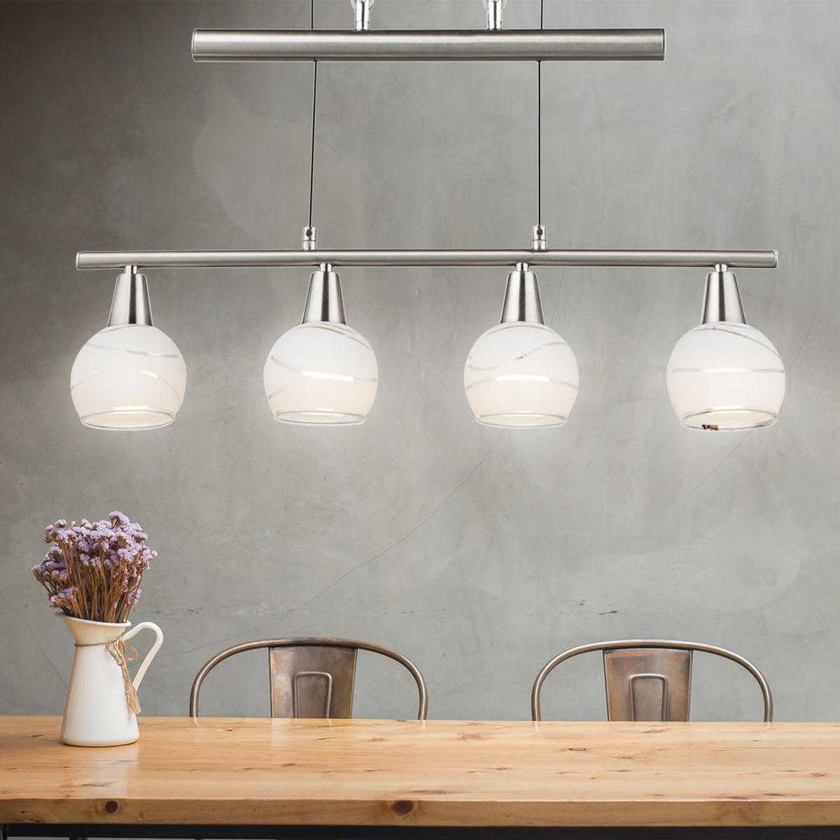 LED HÄNGELEUCHTE Metall Silber - Silberfarben, Glas (60/10/160cm) - Globo Lighting