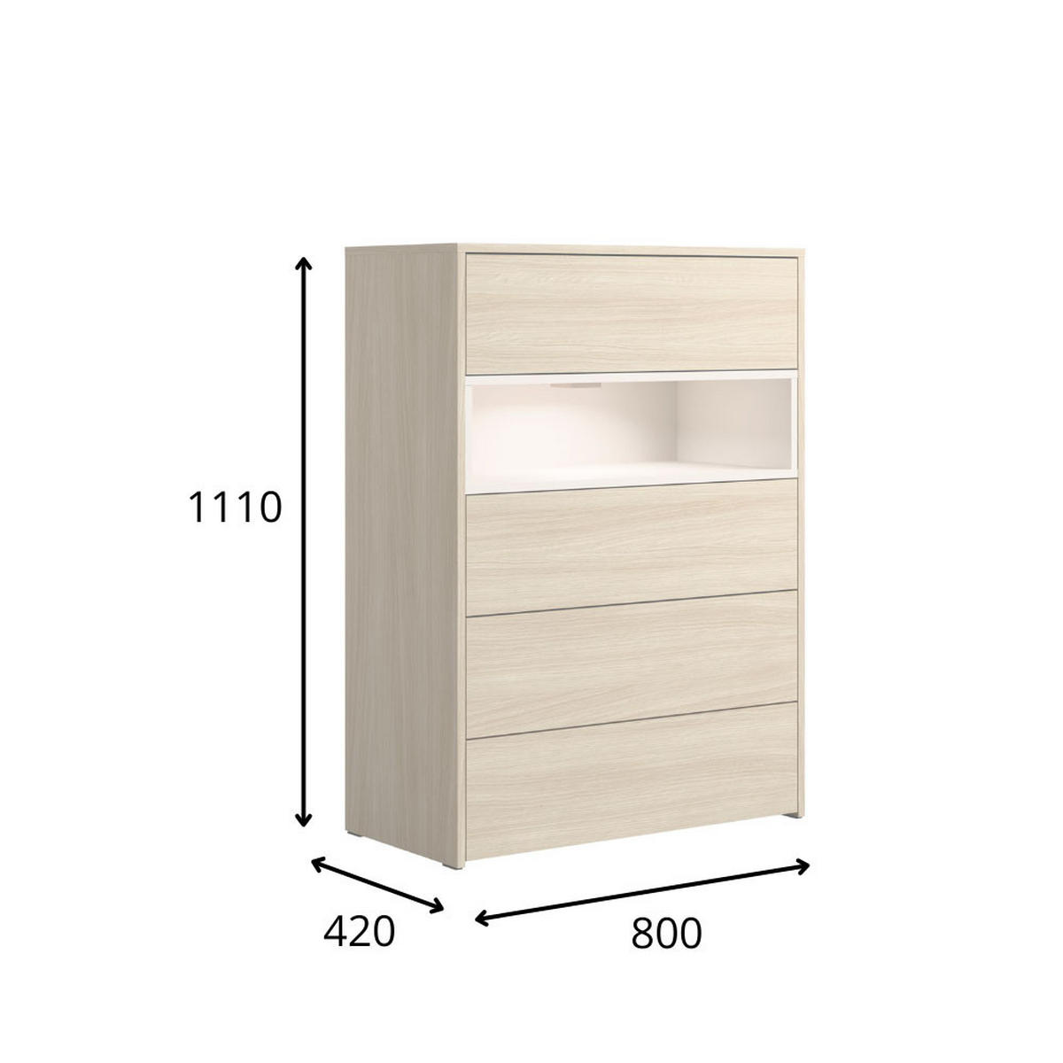 SCHUBLADENKOMMODE Villa Eiche Barista / Wüstensand 80 / 42 / 111cm - Eichefarben/Braun, Holz/Holzwerkstoff (80/111/42cm) - Feldmann-Wohnen