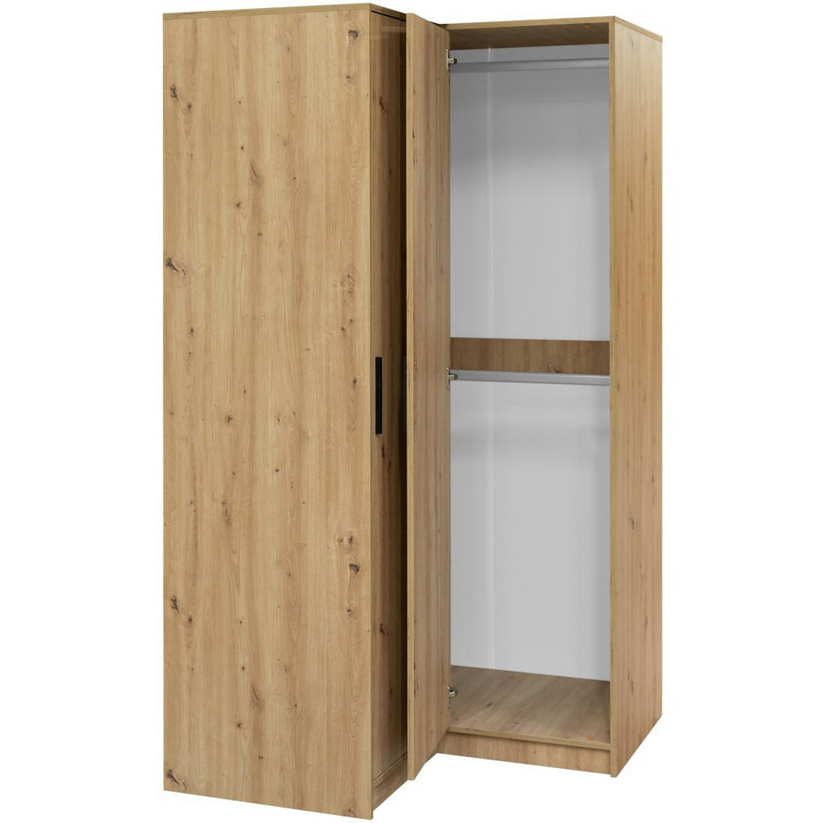 ECKSCHRANK Kavo, Eckdrehtürenschrank mit 2 Türen, Eiche Artisan - Eiche Artisan, Holzwerkstoff (108.5/200/106.5cm) - Beautysofa