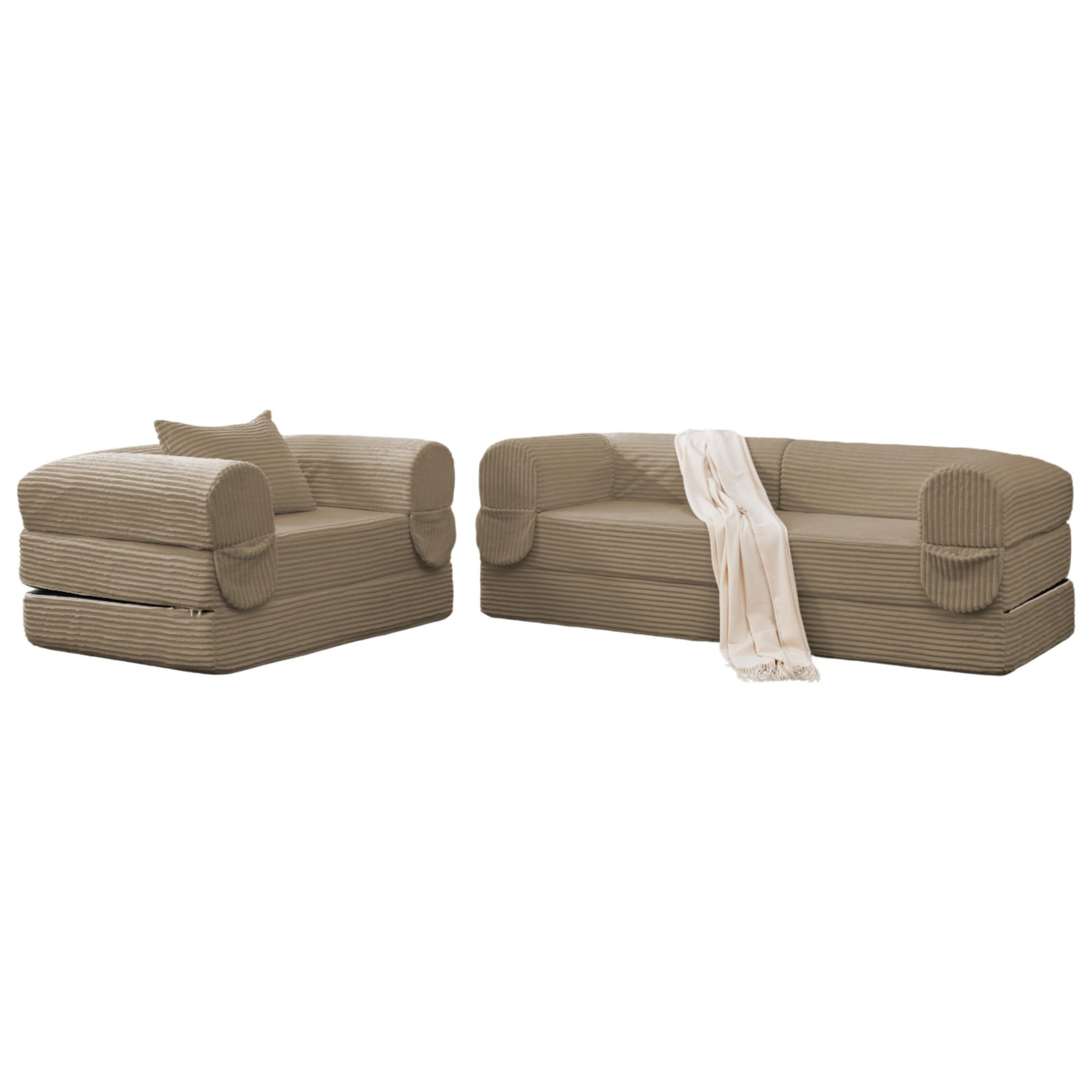 SOFA modulare Kombination Cord Brown 2-tlg. - Braun, Kunststoff (78/65/190cm) - Meubliv