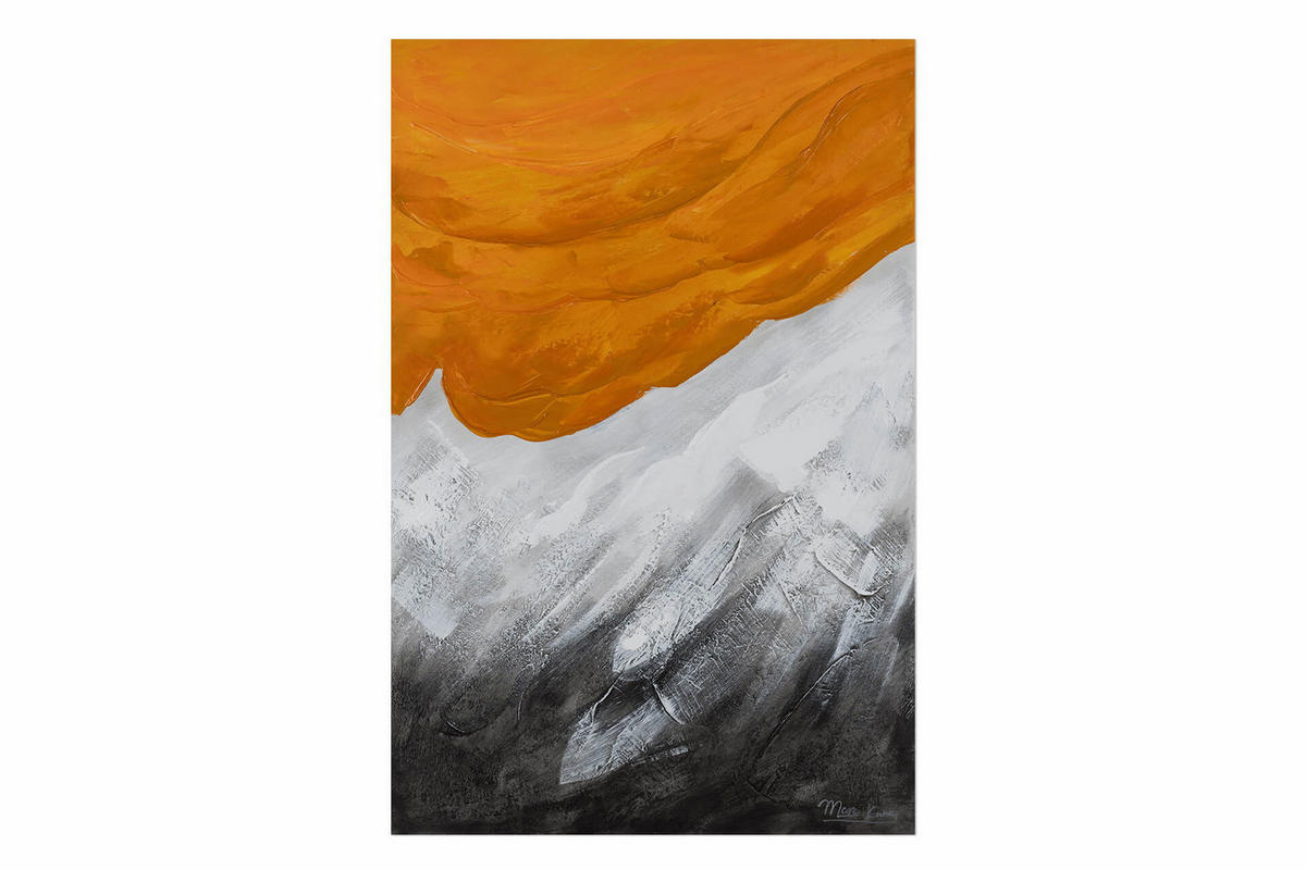 ACRYLBILD HANDGEMALT 60/90 cm - Orange/Grau, Holz/Textil (60/90cm) - KUNSTLOFT