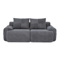 2-SITZER SOFA Cord Dunkelgrau mit Becherhalter und Aufbewahrungstasche - Dunkelgrau, Textil (200/80/99cm) - WISHDOR