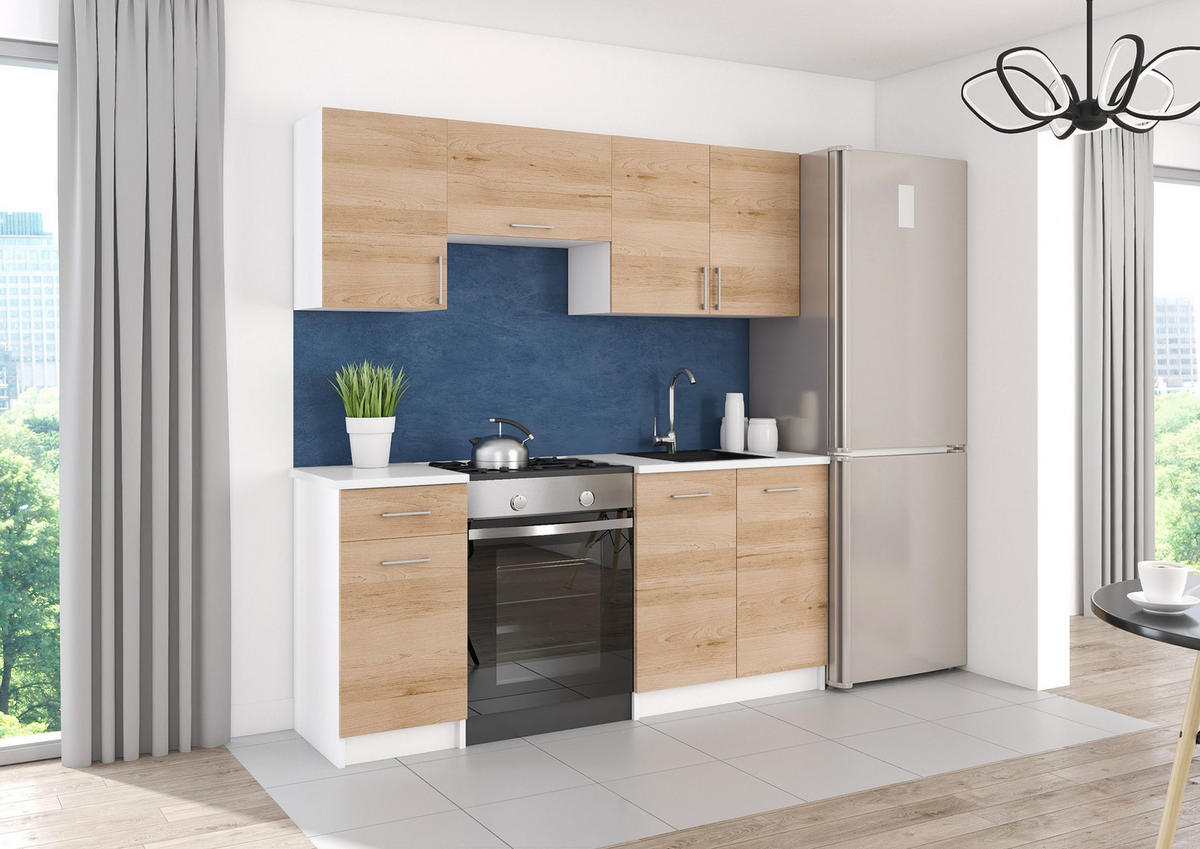 KÜCHENZEILE LECO 180 eiche artisan - Eiche Artisan, Holzwerkstoff (180/82/46cm) - roe furniture