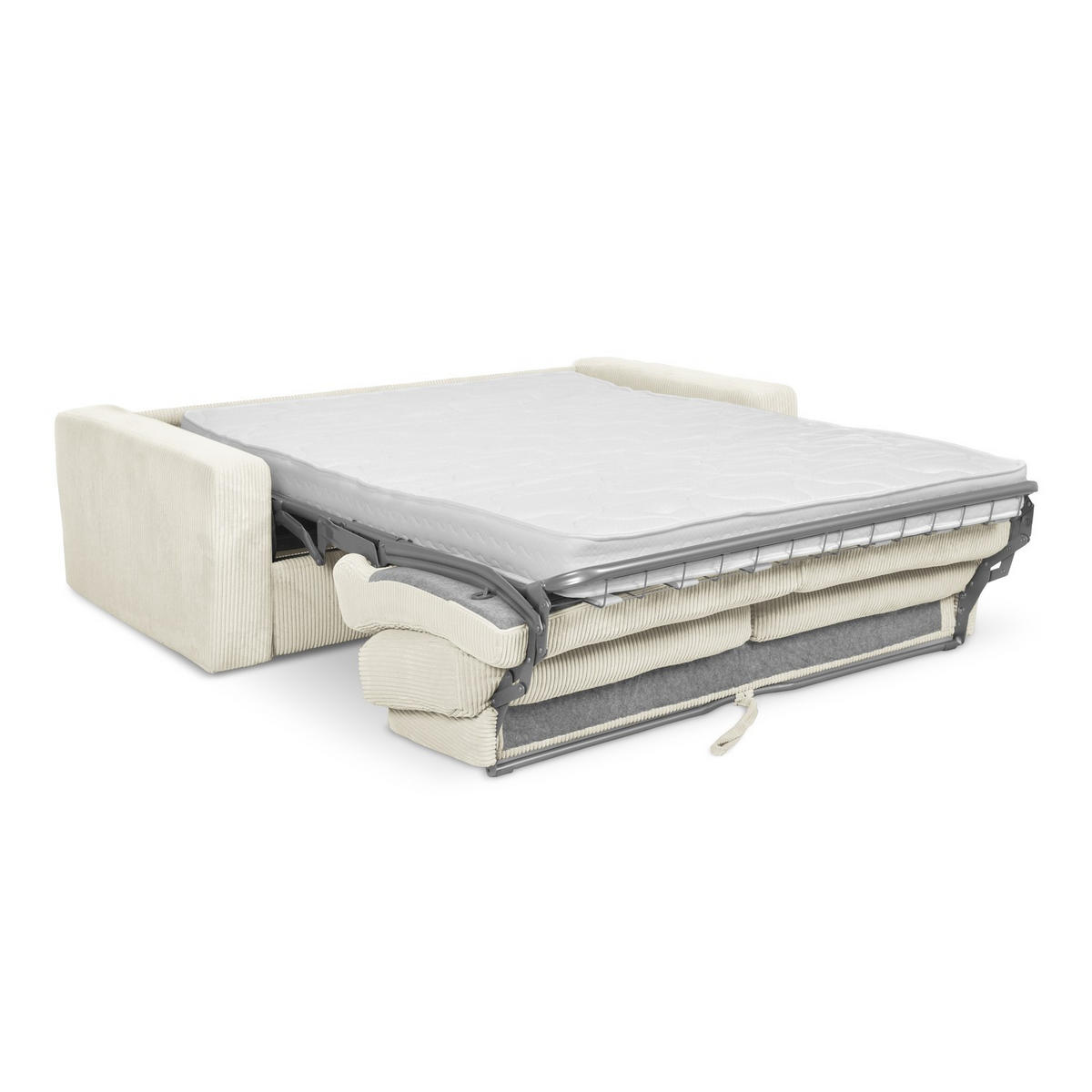 3-SITZER SOFA mit Schlaffunktion Cord Stoff Beige - Beige/Creme, Kunststoff/Textil (195/80/100cm) - LaMiaSofa