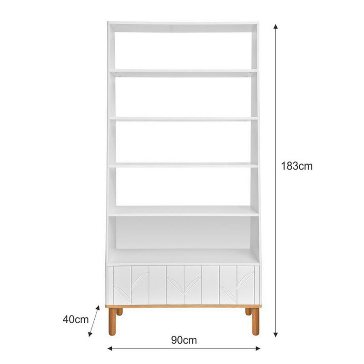 KNIHOVNA Bílá a dřevo - bílá, kompozitní dřevo (90/183/40cm) - Petits-meubles