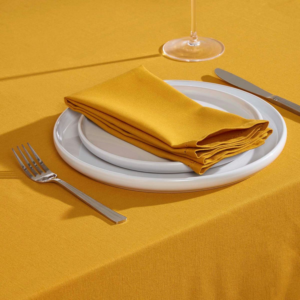 STOFFSERVIETTEN 4er-Set senfgelb 45/45 cm, 100% Baumwolle - Gelb, Textil (45/45cm) - Homescapes