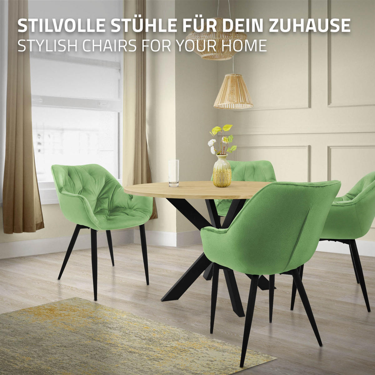 JÍDELNÍ ŽIDLE, sada 6 ks, šalvějový samet - černá/zelená barva, kov (67/83/59cm) - ML-DESIGN