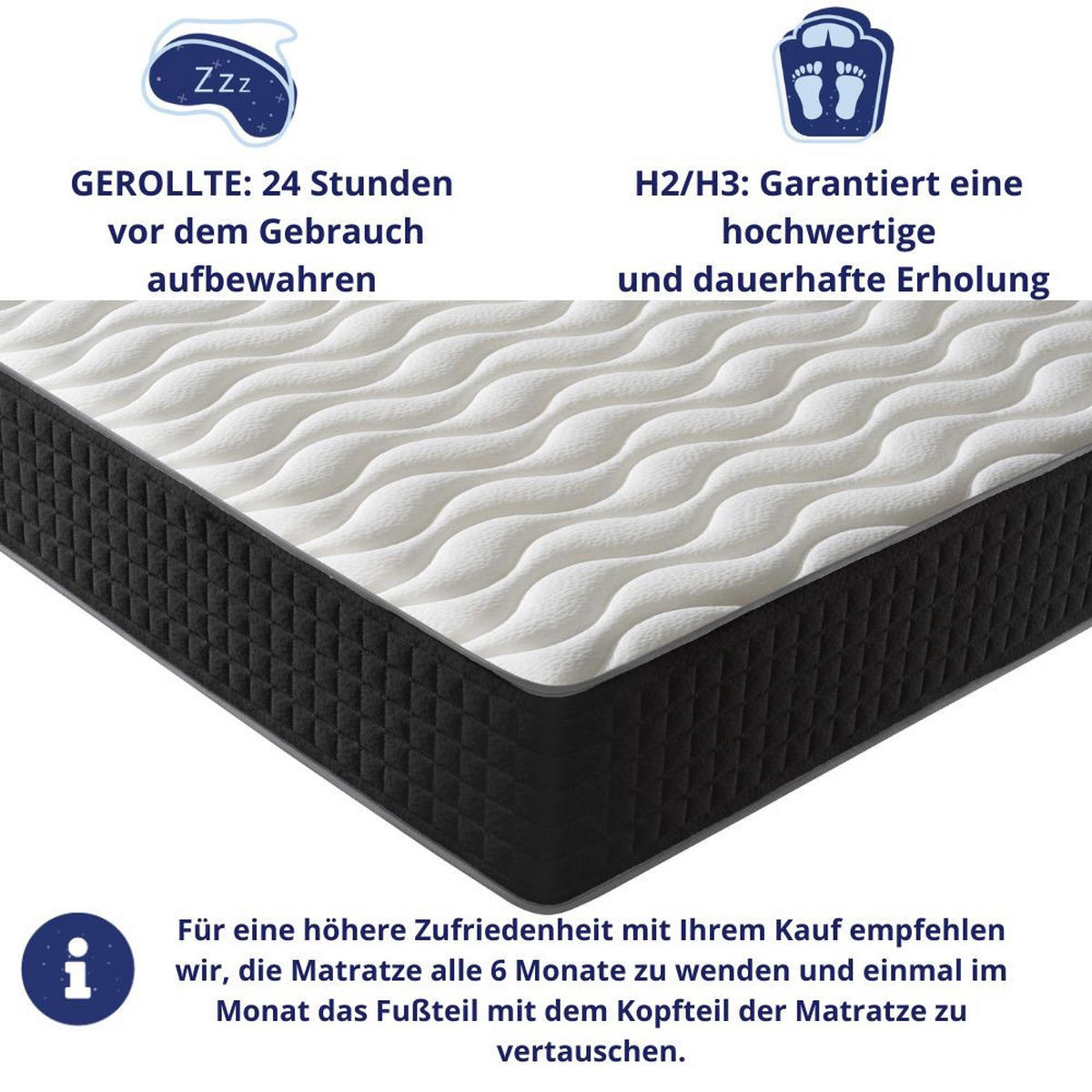 KALTSCHAUMMATRATZE Cesar H3/H4 160x200 - Weiß, Textil (160/200cm) - Dagostino Home