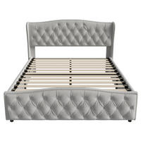 POLSTERBETT Wave-Design 140/200 cm mit Bettkasten & Nietendekor Samtstoff Grau - Grau, Textil (140/200cm) - Creahappy