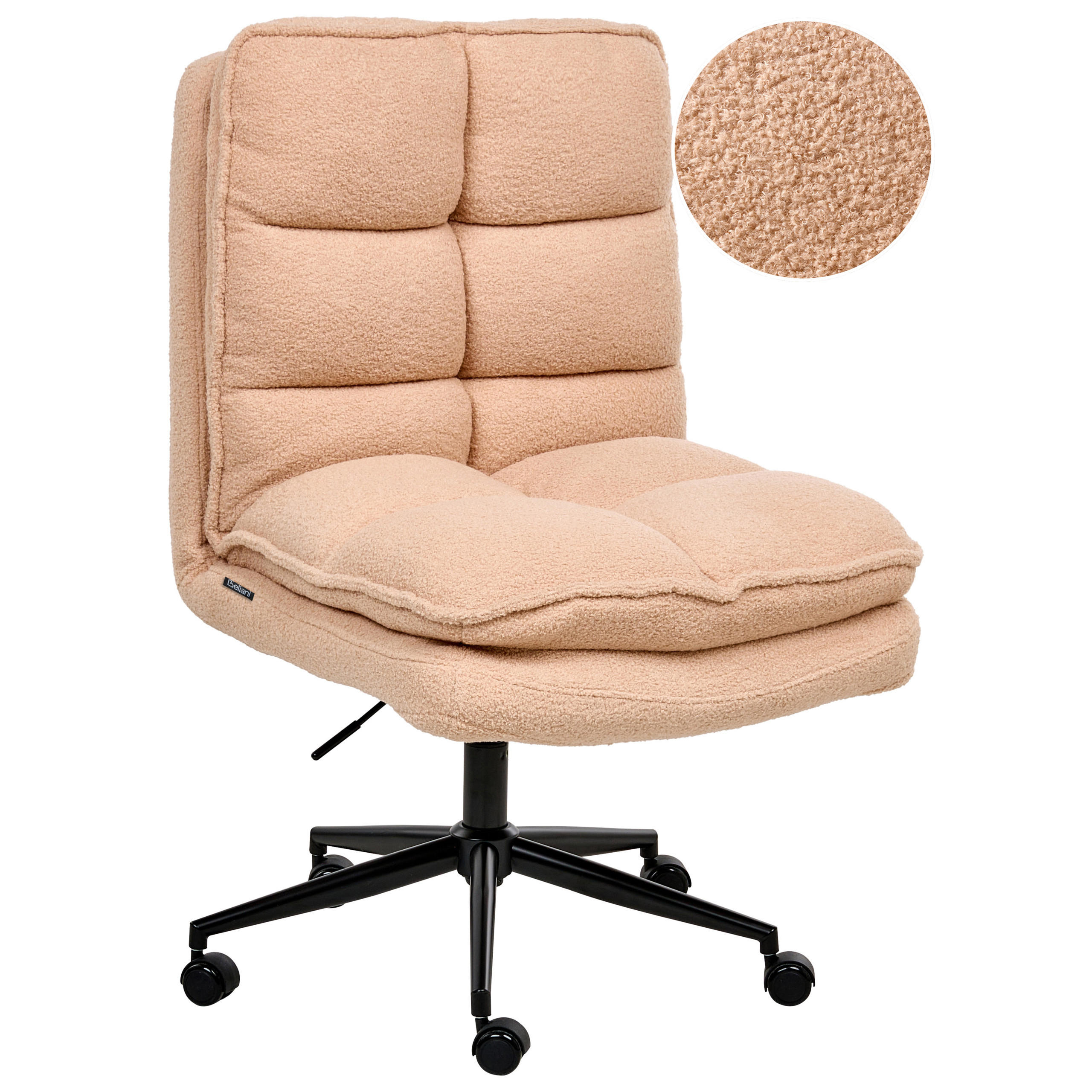 BÜROSTUHL Bouclé Pfirsichrosa Addison - Pink, Textil (56/98/64cm) - Beliani