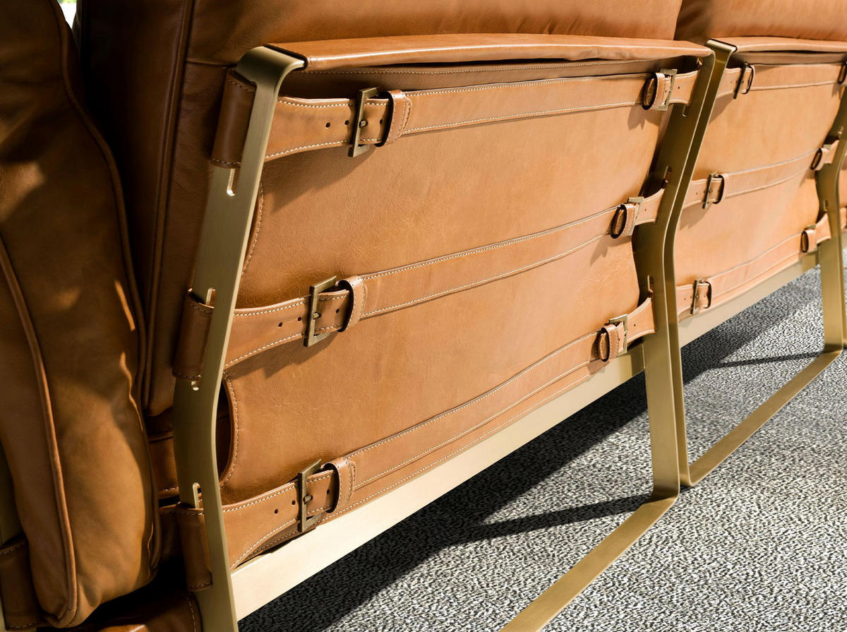 ECKSOFA Rechtes Chaiselongue-Sofa in Leder camel 302/166/84 cm - Goldfarben/Braun, Leder (302/166cm) - ANGEL CERDA