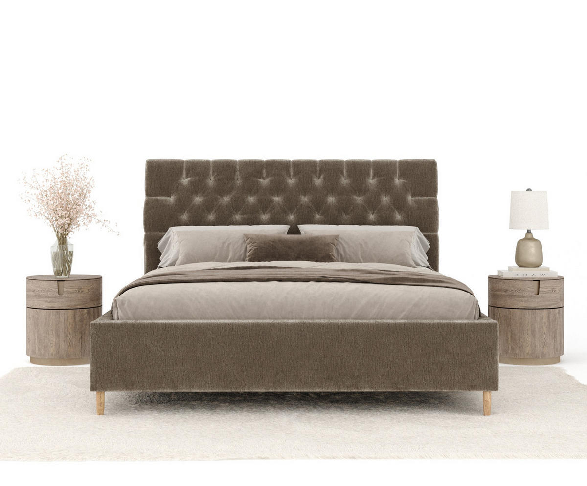 POLSTERBETT Vezzola Beige 140/200 cm im Chenille-Stoff - Beige/Naturfarben, Holz/Holzwerkstoff (140/200cm) - Maison de Reve
