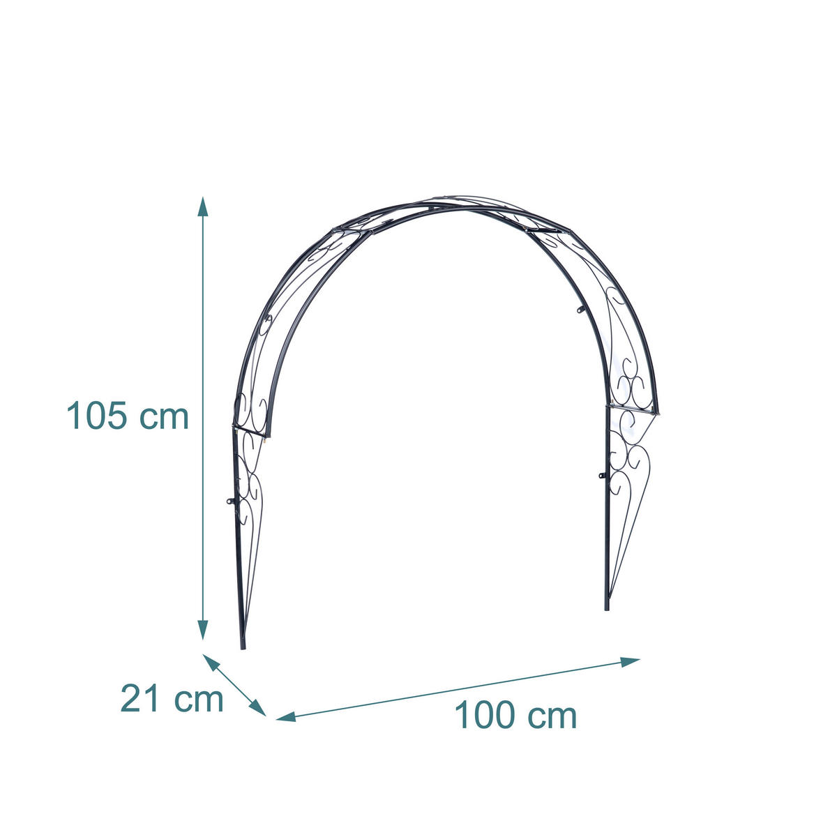 OBLOUK růží - černá, kov (100/105/21cm) - Relaxdays