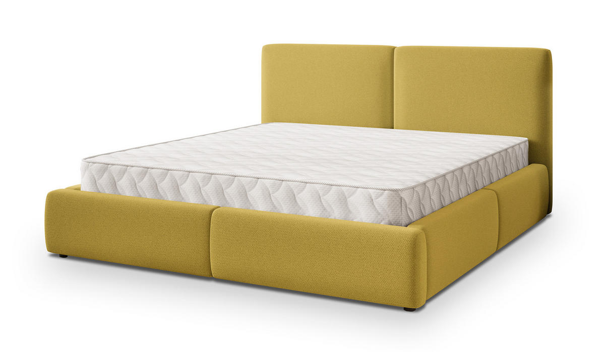 POLSTERBETT FELURO 160x200 cm mit Bettkästen - Gelb - Gelb, Holz (160/200cm) - MASSENO