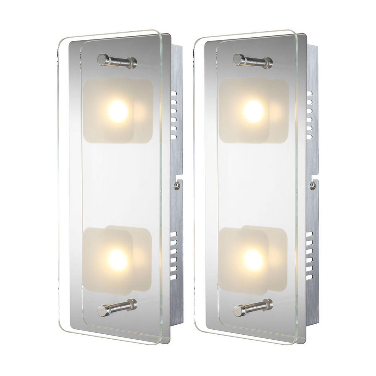 LED WANDLEUCHTE JEMINA Metall Silber 2er Set - Silberfarben, Glas (12/6.2/28cm) - Globo Lighting
