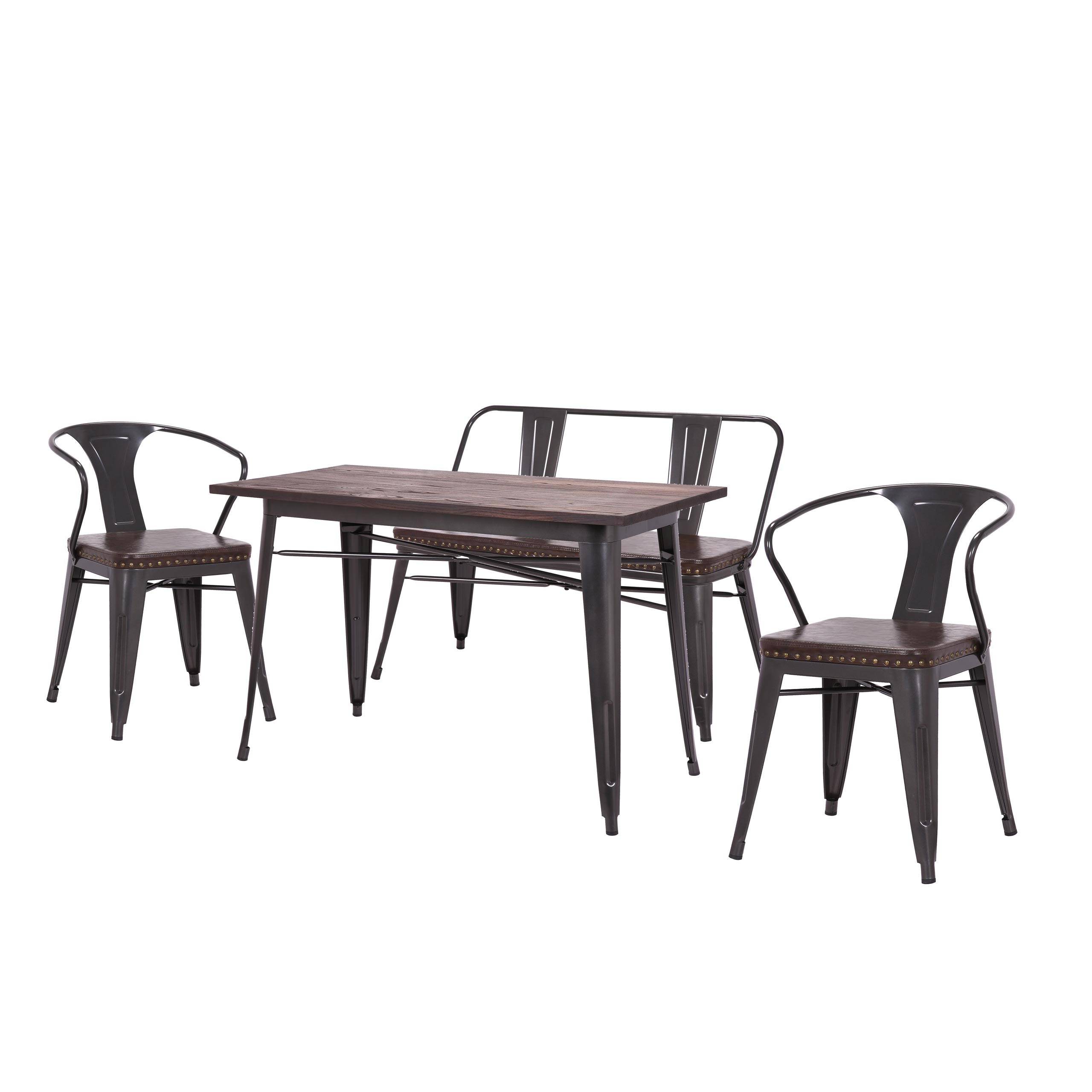 ESSZIMMER-SET Braun 4er-Set - Braun, Metall (120/115/60cm) - MCW