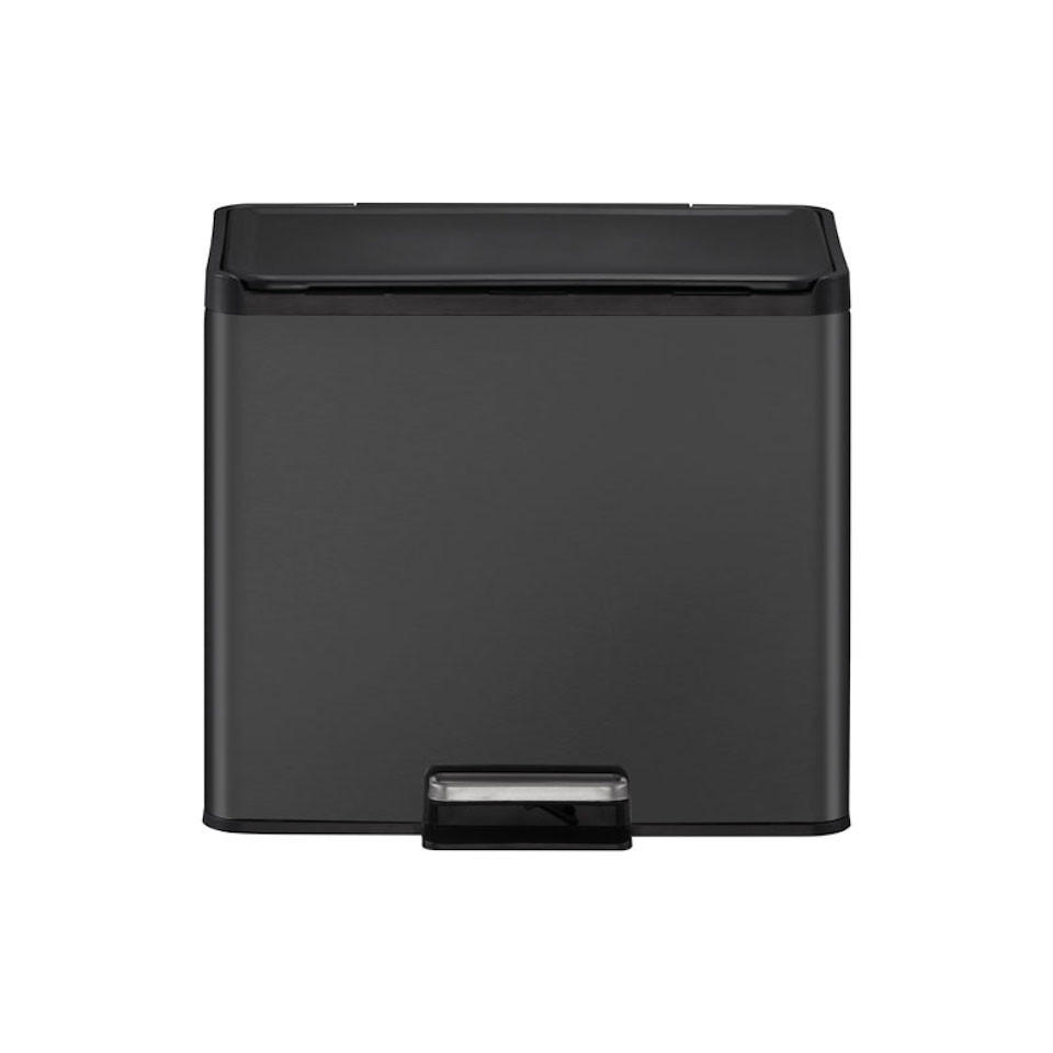 MÜLLEIMER Rechteckiger Aus Gebürstetem Edelstahl Mit Soft Close & Stay Open Deckel 29 Liter 41,1 x 46,2 x 38,8 cm Schwarz - Schwarz, Metall (46.2/41.1/38.8cm) - PROREGAL