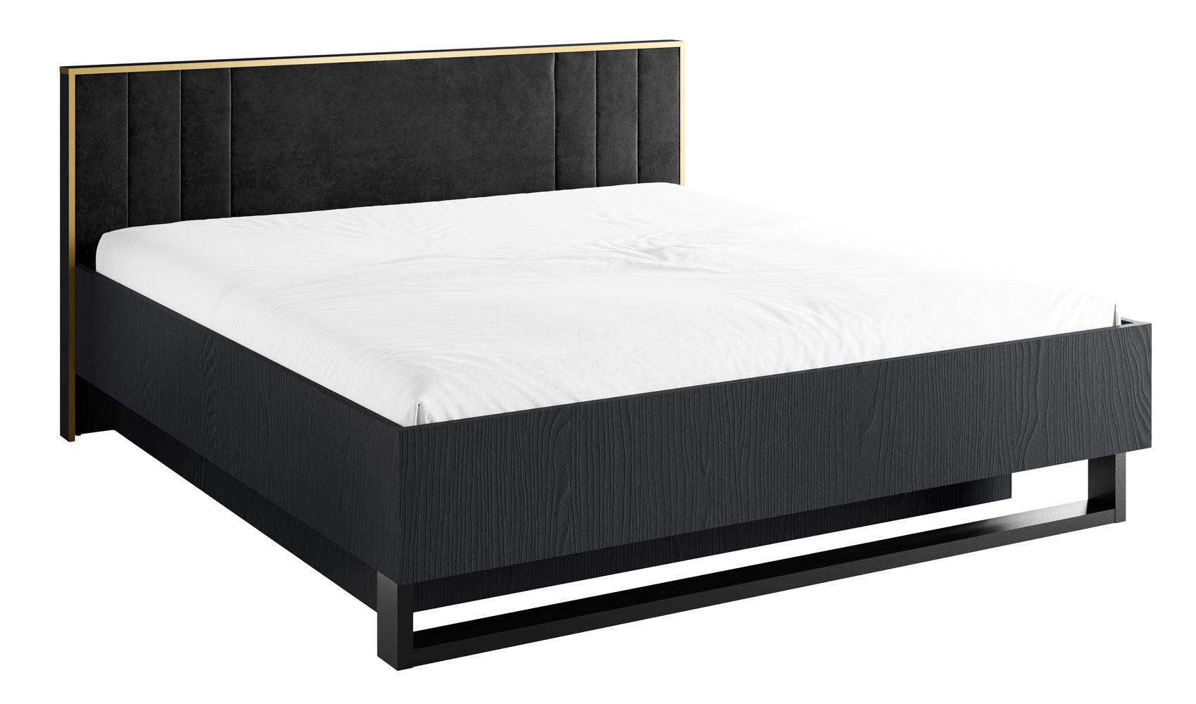 DOPPELBETT Mond anthrazit / Absetzungen gold 189 / 210 / 97cm - Anthrazit/Goldfarben, Holz/Holzwerkstoff (180/200cm) - Feldmann-Wohnen