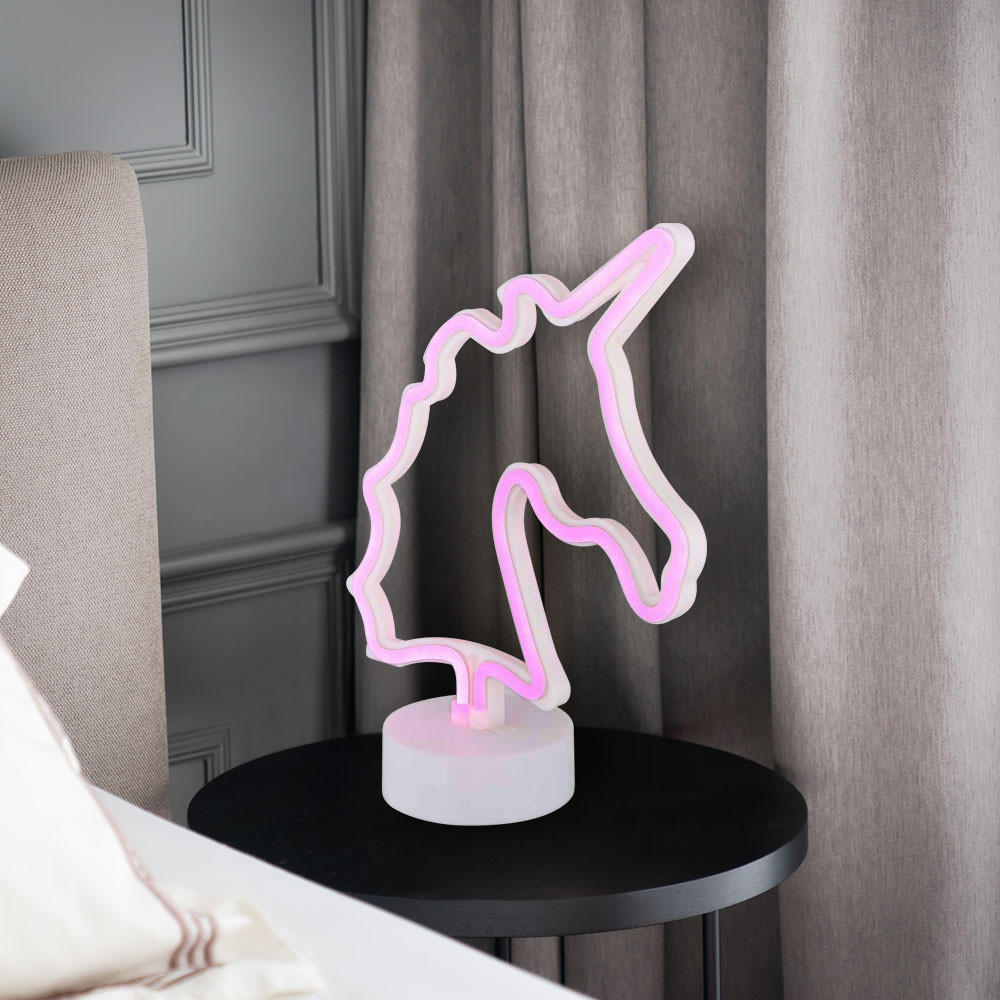 LED TISCHLEUCHTE Einhorn Weiß - Weiß, Kunststoff (20/10/28.5cm) - Globo Lighting