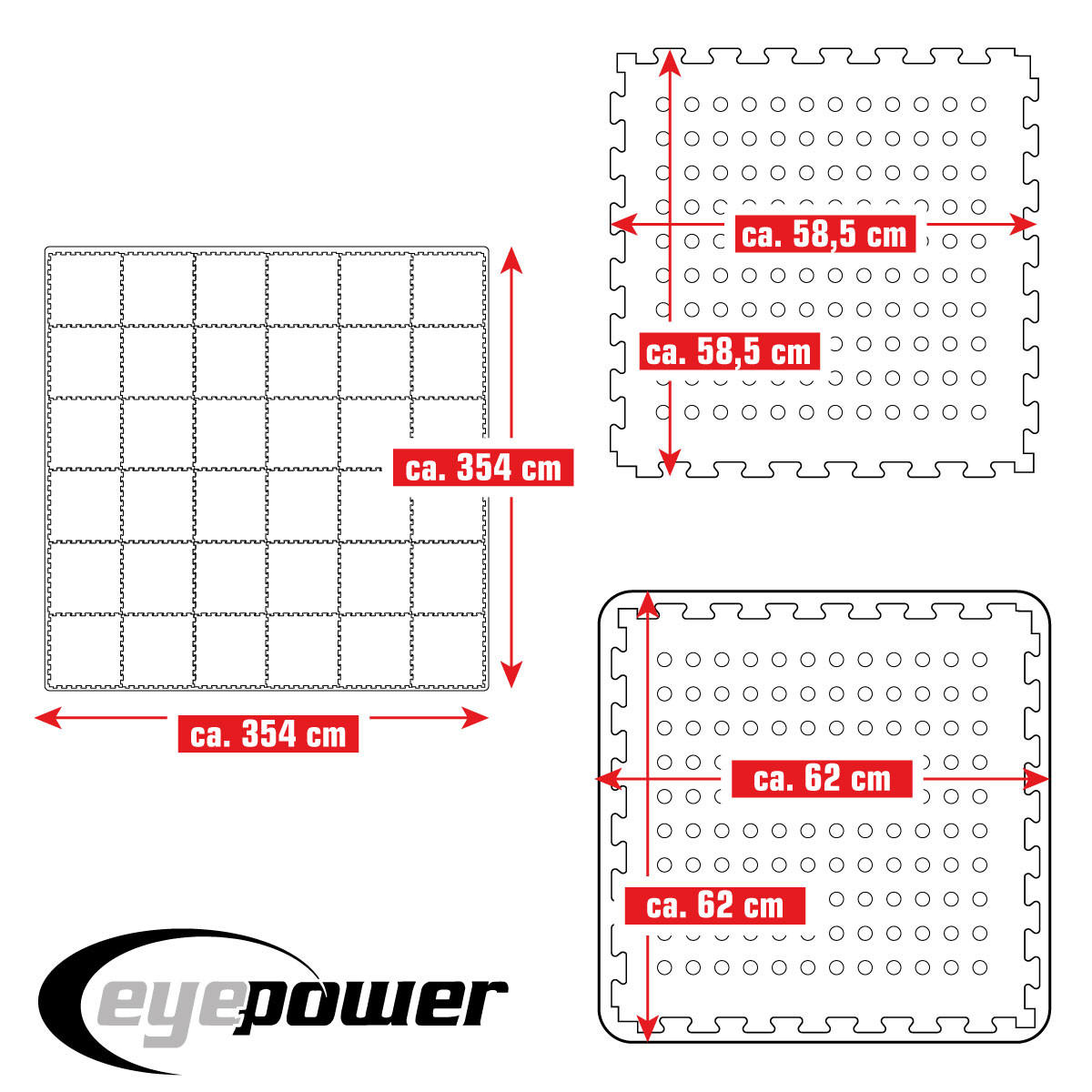 POOLMATTEN für 305 cm Pool - 36 EVA Matten 62 cm Grün - Grün, Kunststoff (62/62cm) - eyepower