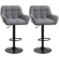 BARHOCKER 2er-Set Grau 57.5/52.5/114.0 cm - Grau, Leder (52.5/114/57.5cm)