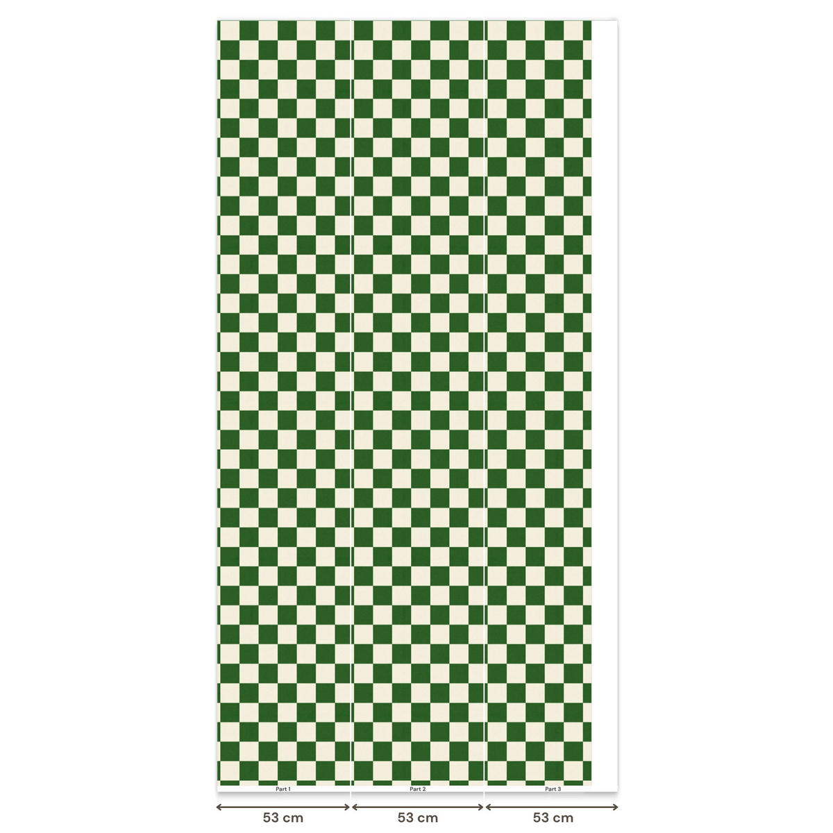 KINDERTAPETE - Schachbrett - Muster - Grün - 140x300 cm - Grün, Papier (140/300cm) - OnlyWow