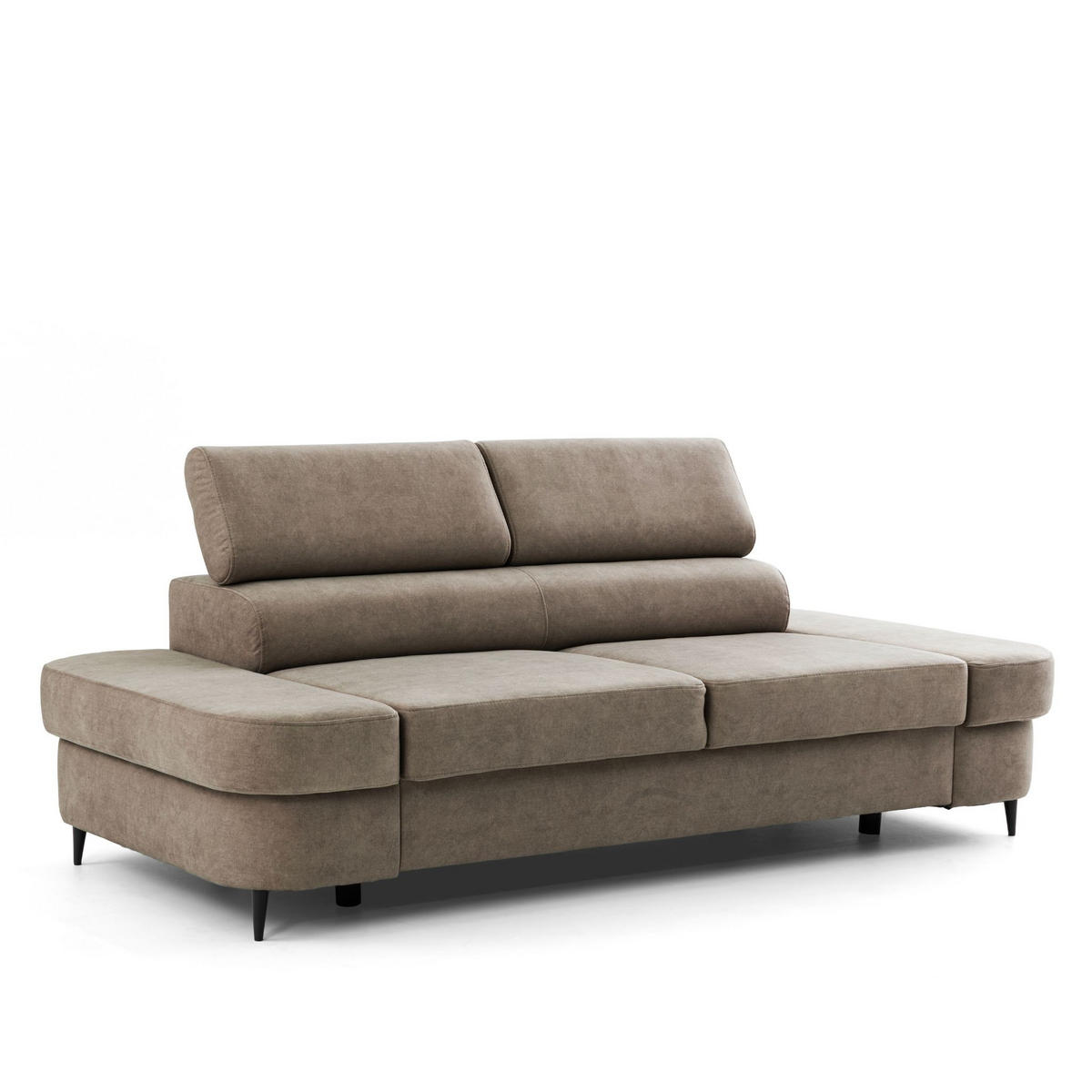 2-SITZER-SOFA PRIAM 206 cm Velours Beige - Beige/Schwarz, Holz/Textil (206/95/102cm) - Muffo