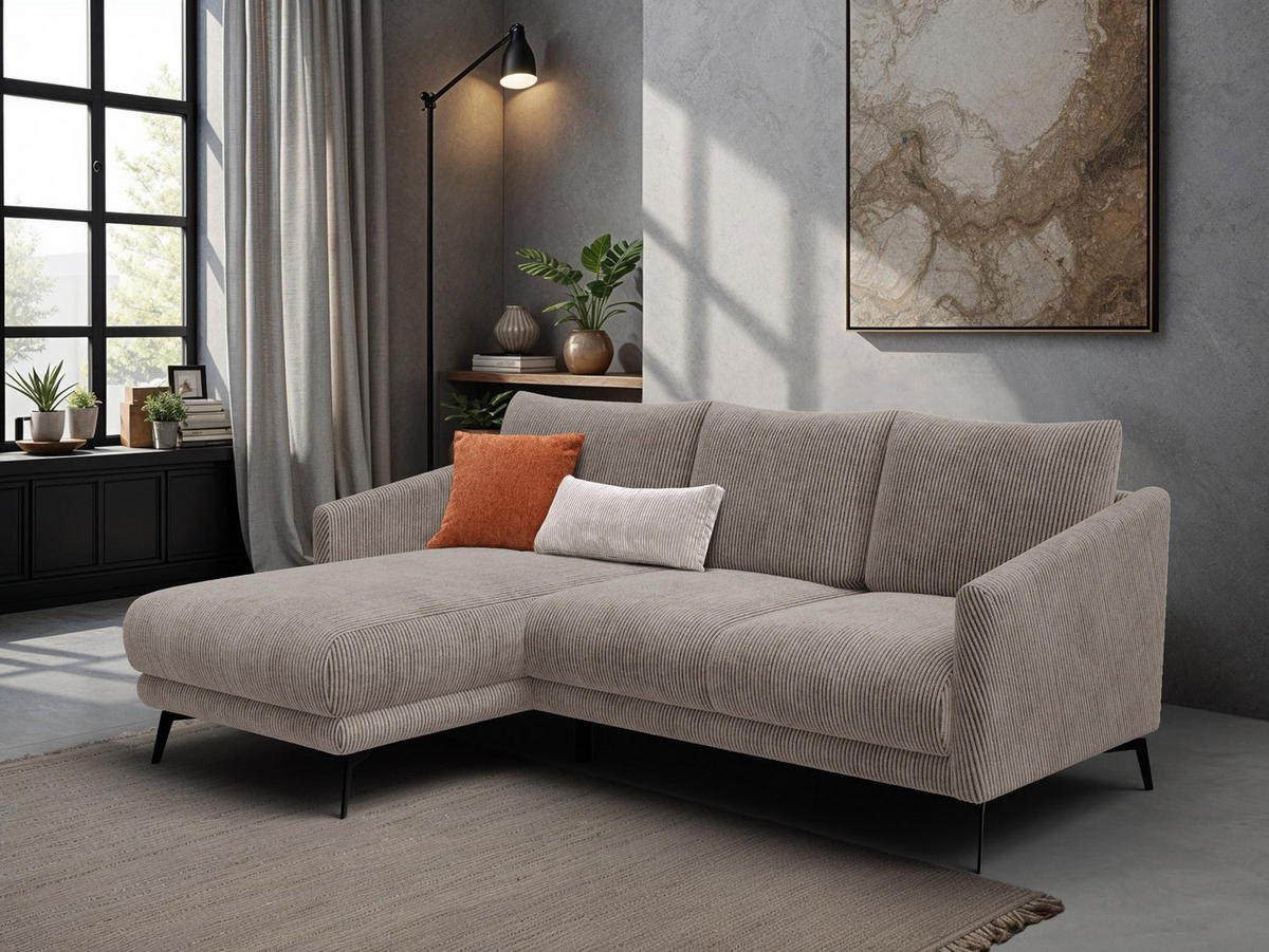 ECKSOFA VILT 3-Sitzer, taupe - Taupe/Schwarz, Holzwerkstoff/Textil (221/156cm) - Courtois Laville