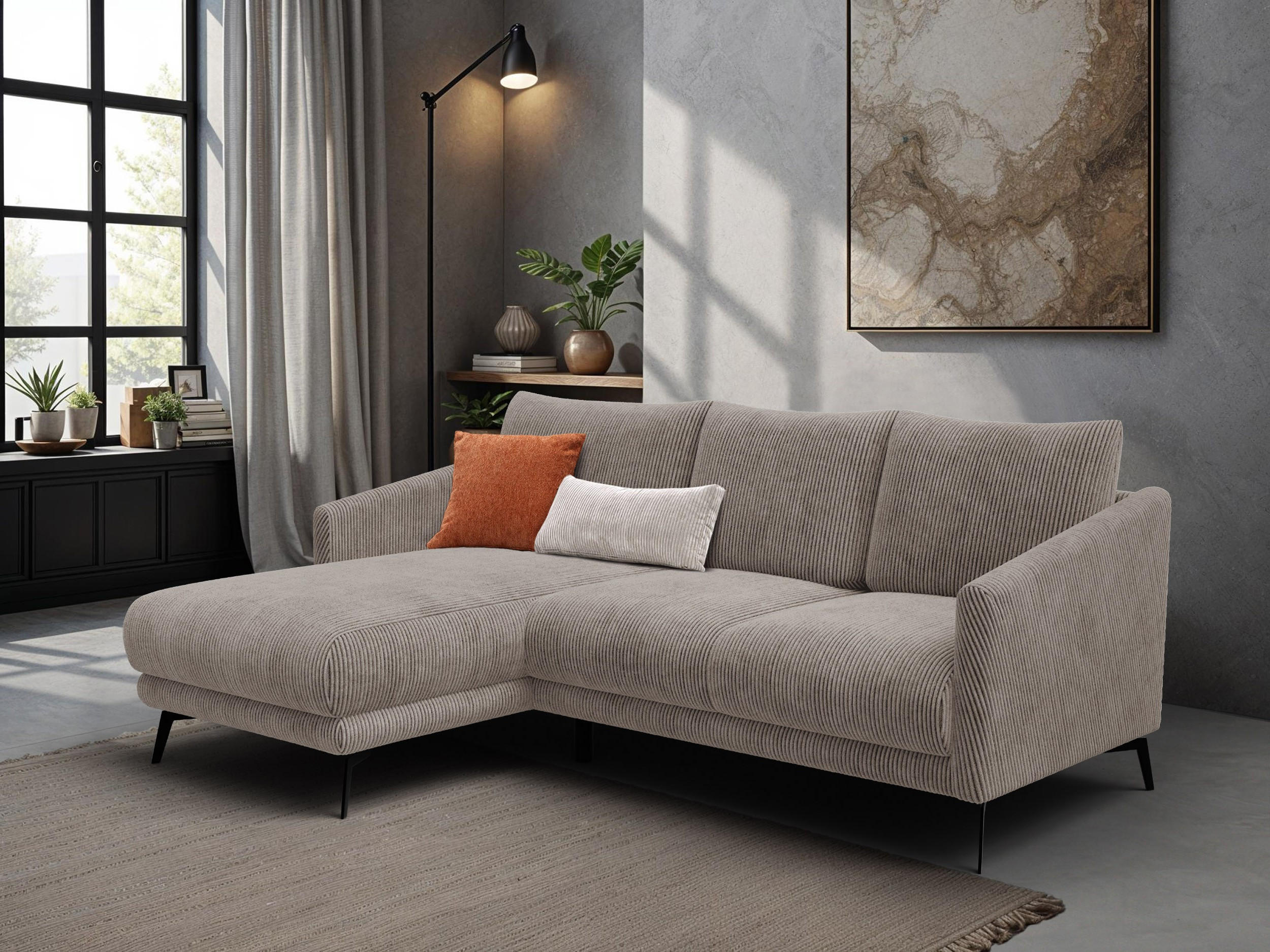 Thumbnail - Courtois Laville Ecksofa, Taupe, Textil, L-Form, 221x156 cm, Wohnzimmer, Sofas & Couches, Wohnlandschaften, Ecksofas