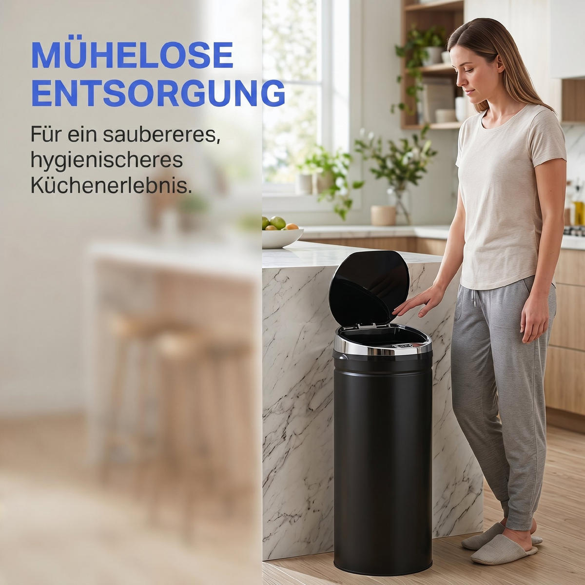 MÜLLEIMER Schwarz 30.5/30.5/81.5 cm - Schwarz, Metall (30.5/81.5/30.5cm) - HOMCOM